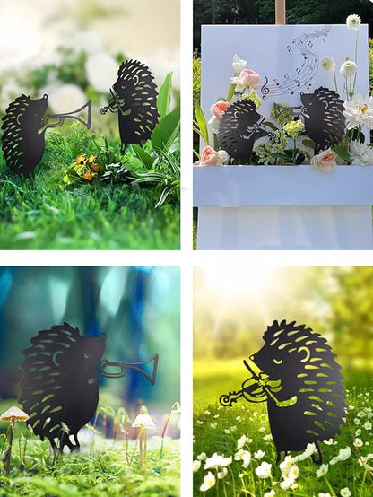Metal Garden Stake Decor, Acrylic 2D Garden Decoration, Garden Accessories for Outdoor Indoor Yard Lawn Pot Plants (2PCS-Hedgehog)