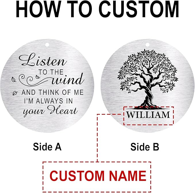 ASTARIN Personalized 30" Bereavement Wind Chimes for Outside, Memorial Gift in Remembrance of a Loved One, Sympathy Gift for Loss of Mother Father Husband, Garden Patio Decor