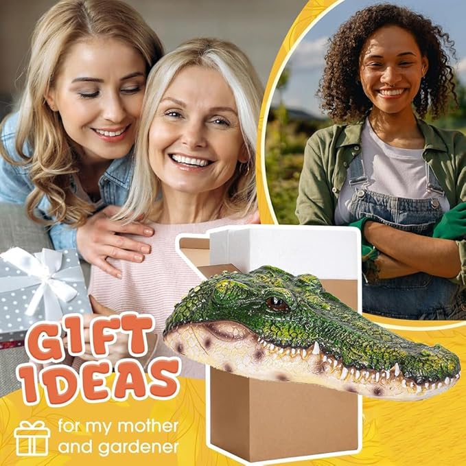 Realistic Floating Alligator Head Decoy for Ponds & Pools - Premium Quality Crocodile Decor, Duck Deterrent, Garden & Yard Animal Protector, Lifelike Predator Replica