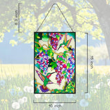 VEWOGARDEN Hummingbird Stained Glass Window Hangings 10" W x 15" H Bird Suncatcher Panel with Chain Windows Hanging Decor Ornament Gift