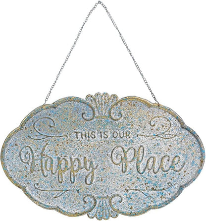 All Chic Outdoor Garden Signs Decorative Yard Sign Stakes Metal Hanging Sign Rustic Outdoor Decor 26.4" x 15.8" Includes Stakes and Hanging Chain