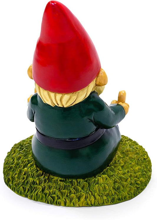 9” Meditation Namaste Garden Gnome Statue – Funny Middle Finger Lawn Ornament – Durable All-Weather Resin Yard Decor – Unique Housewarming Gift & Outdoor Decoration