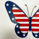 YUMBOR Set of 2 Rustic Metal Americana Butterfly Patriotic Wall Decor American Flag Hanging Ornaments 4th July Garden Yard Signs Independence Day Indoor Outdoor Wall Decorations
