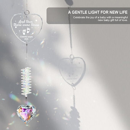 Crystal Suncatcher for New Parents – First Time Dad & Mom Gifts, Family of Three Ornament, Baby Announcements Ideas, Gender Reveal Gifts 2025