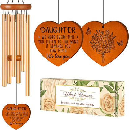 Daughter Gifts from Mom Dad, Daughter Birthday Gift - Wind Chimes, Mothers Day, Graduation, Birthday, Thanksgiving, Wedding Presents for Adult Teen, Large 36 inch