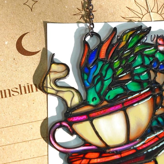 Book Dragon Handmade Artisan Resin Sun Catcher, Book Suncatchers for Window Hanging, Bookish Gifts for Readers Book Lovers Bookworm, Gift for Mother's Day, Women, Mom, Wife, Grandma
