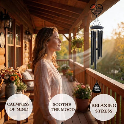 Sympathy Gifts for Loss of Father - Metal Wind Chimes for Outside with Card in Memory of Dad Patio Garden Yard Backyard Balcony Porch Indoor Outdoor Hanging Decor Cardinal Remembrance Gift