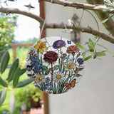 Flower Suncatchers Windows Hanging, Acrylic Hanging Suncatcher, Wildflowers Sun Catcher for Door Garden Home Decor, Festival Gifts for Women Wife Girlfriend Mom Nana