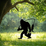 2025 Funny Bigfoot Garden Stake Metal Sign Art Yard Animal Decoration, Various Metal Sasquatch Black Big Foot Sculpture Outdoor Silhouette Statues for Garden Yard Patio Lawn (Fishing)