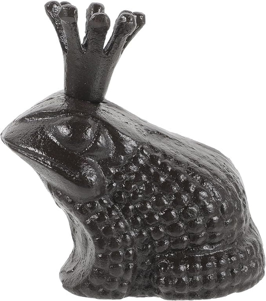 Healifty Adorable Iron Frog Figurine Home Decor Cute Frog Sculpture Lightweight Desktop Statue for Garden Living Balcony Gift and Decoration