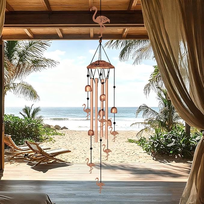 INFUNLY Flamingo Wind Chimes for Outside Flamingos Metal Wind Chime Aluminum Windchime Tubes Animals Memorial Wind-Bell Music Windchimes with Bells for Yard Garden Decor Housewarming Birthday Gift