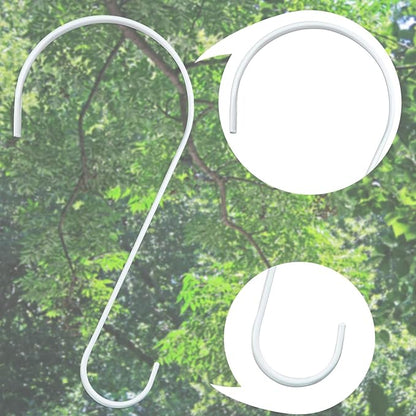 DINGEE Powder Coated 12 Inch Metal S Hook for Bird Feeder，White 6 Pack Tree Branch S Hook Large Heavy Duty S Hooks for Hanging Plants Outdoors Garden,Lanterns, Ornaments