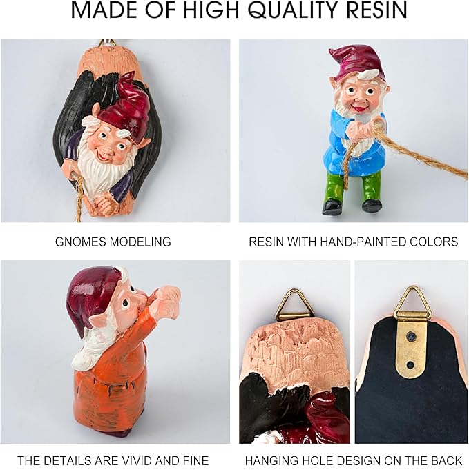 Teaeeno Garden Gnome Statue Set,Gnome Climbing Tree and Tree Stump Decor,Vivid Fairy Gnome Outdoor Sculpture,Whimsical Gnomes Miniature Figurines,Micro Gnome Landscape Figurine for Lawn Balcony Patio