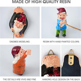 Teaeeno Garden Gnome Statue Set,Gnome Climbing Tree and Tree Stump Decor,Vivid Fairy Gnome Outdoor Sculpture,Whimsical Gnomes Miniature Figurines,Micro Gnome Landscape Figurine for Lawn Balcony Patio