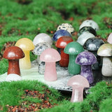 15PCS Dalmation Natural Stones Mushroom Sculpture Decor Crystal for Home Crafts Flower Pot Gemstone Mini Mushroom Hand Making Yard Decoration