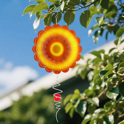 Sun Wind Spinner Outdoor Decor, Yellow Orange Sunflower 12 Inch 3D Wind Sculpture for Garden Patio Yard Hanging, Ideal Gifts for Mom Women