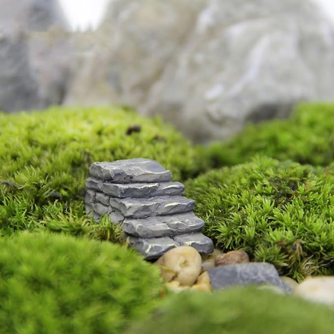 2Pcs Miniature Stone Steps Figurines Fairy Garden Ornaments, Miniature Garden Stairs Accessories Micro Landscape Decoration, Bonsai Ornament