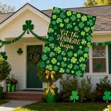 St Patricks Day House Flags 28 x 40 Double Sided for Outside Shamrock Clover Let the Shenanigans Begin Garden Decor Saint Patrick Spring Yard Signs