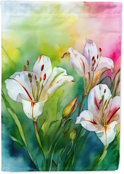 Caroline's Treasures Utah Sego Lilies in Watercolor Garden Flag Mailbox Flag Decorative Yard Flag Banner Outside Patio Artwork Yard Flower Beds, Garden Size, Multicolor