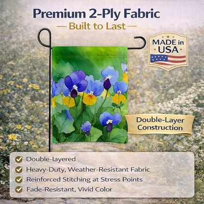 Caroline's Treasures Illinois Violet in Watercolor Garden Flag Mailbox Flag Decorative Yard Flag Banner Outside Patio Artwork Yard Flower Beds, Garden Size, Multicolor