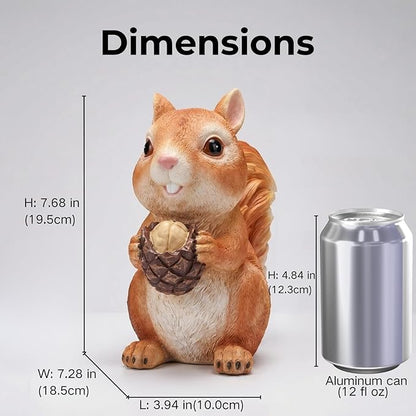 Squirrel Statue Outdoor Decor,7.7''(H) Realistic Eating Squirrel Garden Statues for Yard Lawn,Resin Animal Sculptures Home Porch Patio Table Art Decorations