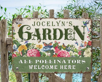 Personalized Metal Signs with Name Made in USA Custom Vintage Garden Sign Waterproof Vintage Decorative Metal Print for Wall Decor Customized Home Garden Ideas Gifts Artwork Prints for Yard Ourdoor