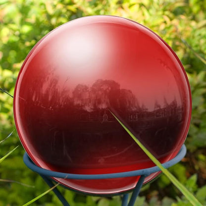 uxcell Gazing Ball 4 Inch 100mm Reflective Sphere Polished Hollow Ball, Stainless Steel Gazing Globe Mirror Ball for Home Garden Outdoor Decoration, Red
