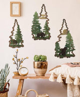 Putuo Decor 3PCS Bear Pine Tree Wall Decor, Woodland Wildlife Wall Art Forest Poster Tree Wall Decoration Artwork for Living Room Bedroom Bathroom Cabin Home Decorations