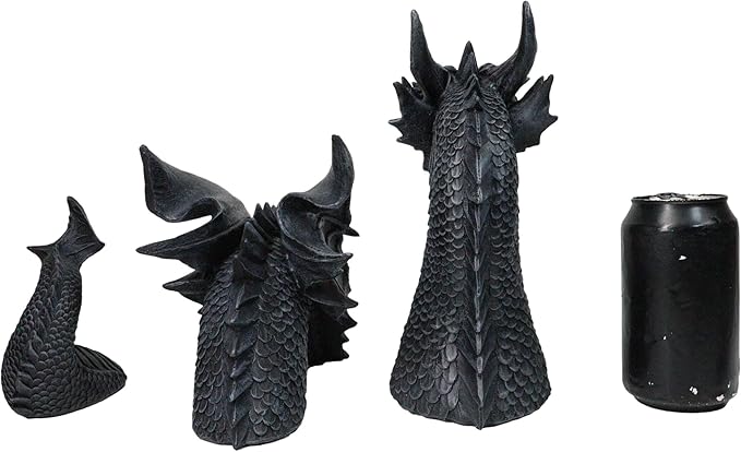Ebros Swimming Castle Moat Mordor Dragon Lawn Garden Centerpiece Statue 3 Piece 21" Total Length Faux Stone Resin Finish Dungeons and Dragons Decor Figurine