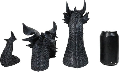 Ebros Swimming Castle Moat Mordor Dragon Lawn Garden Centerpiece Statue 3 Piece 21" Total Length Faux Stone Resin Finish Dungeons and Dragons Decor Figurine