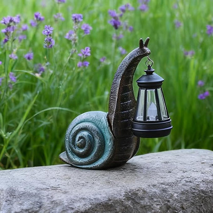 Solar Snail Garden Lights Outdoor Decor (3.15" W x 4.92" L x 8.27" H), Solar Powered Figurine for Patio Lawn Yard Porch, Indoor Decoration, Unique Gift for Mom Grandma Women