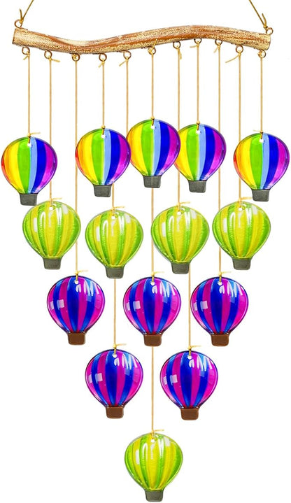 Color Leave Glass Wind Chimes for Outside, Hanging Handcrafted Suncatcher Windchimes Coastal for Women Gift, Sea Glass Art Wind Chimes for Outdoor Garden Home Housewarming Holiday Decoration