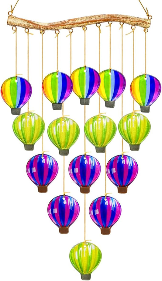 Color Leave Glass Wind Chimes for Outside, Hanging Handcrafted Suncatcher Windchimes Coastal for Women Gift, Sea Glass Art Wind Chimes for Outdoor Garden Home Housewarming Holiday Decoration
