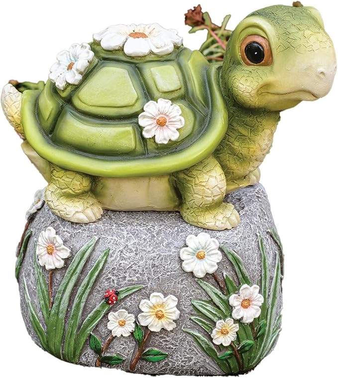 Roman 6.5” Turtle Garden Statue – Yard, Lawn, or Patio Decor – Whimsical Garden Accent