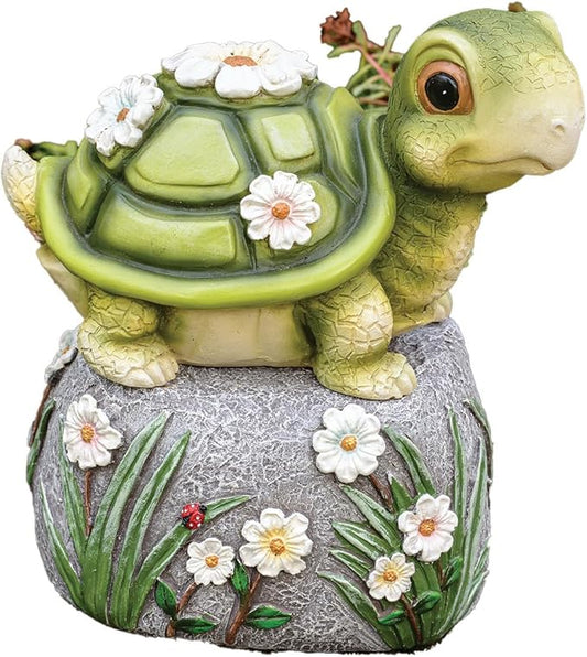 Roman 6.5” Turtle Garden Statue – Yard, Lawn, or Patio Decor – Whimsical Garden Accent