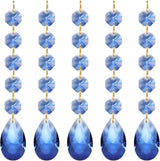 PATIKIL Teardrop Crystal Chandelier Pendants Beads, 5 Pack 135mm Length 38mm Chandelier Prisms Parts Ornaments Hanging Beads for DIY Arts Crafts Decoration, Light Blue