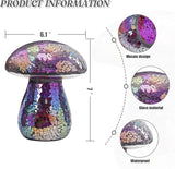 Bshine Mushroom Garden Statue Decoration, Colorful Mosaic Mushroom Sculptures Home Decor, Outdoor Waterproof Handmade Glass for Yard, Path, Lawn Ornaments, Purple