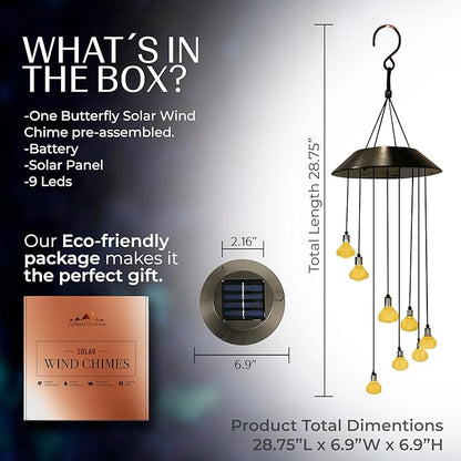Upblend Outdoors Solar Hanging Decoration for Outside – Color Changing LED Decoration for Outdoor, Solar Chimes Outdoor Waterproof, Light Decor for Outside – Diamond, Gold