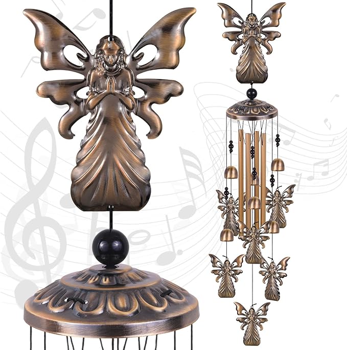 Large Angel Wind Chimes for Home & Garden, Aluminum Wind Bell, Angel Wind Catcher, Memorial Wind Chime, Gifts for Mom
