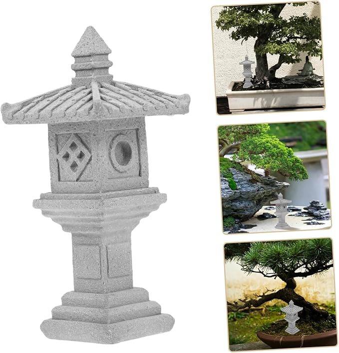 Miniature Pavilion Garden Statue Zen Garden Decor Tower Design for Outdoor and Indoor Use for Bonsai