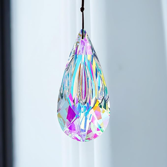 120mm/4.7in Crystal Prism Suncatcher Window Hanging Sun Catchers AB Colored Crystals Faceted Prism Rainbow Maker Pendant Ornament for Christmas Tree