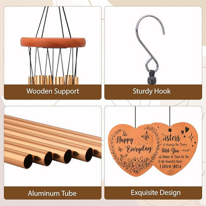 Gifts from Sisters, Birthday Gifts Wind Chime, Unique Windchimes for Chirstmas Wedding Graduation Thanksgiving Gift for Bestie, Sisters-in-Law Patio, Graden Decoration, Xmas