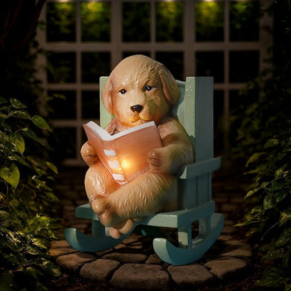 Solar Garden Statues Dog Statues Fairy Garden Accessories Outdoor Resin Dog Figurine Miniature Golden Retriever Statue with Lights for Outside Porch Patio Decor 3 * 2 * 3.5 In Gardening Gifts