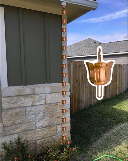 Copper Rain Chain for Heavy Rain, Decorative Rainwater Diverter, Outdoor Garden Decor for Gutter Downspout (Style1 3.6m (11.8ft))