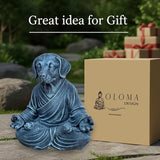 OLOMA Zen Inspired Dog Statue Solid Concrete Stone Sculpture Heavy Protective Resin Coating Outdoor Indoor Garden Decorative Accent for Modern Meditation Interiors Decorative Garden Accent Feature