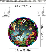 Stained Glass Window Hanging,Paint Bird Flower Suncatcher Diamond Glass Panel Bird Sun Catchers Decor for Birthday for Women, Men, Wife, Aunt, and Friends 5.9x5.9 in