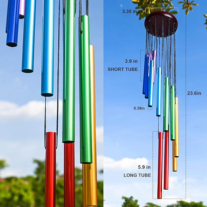 HOMEXUP Outdoor Colorful Wind Chimes for Outside with 12 Aluminum Tubes for Garden Patio Balcony and Home Decor（Color）