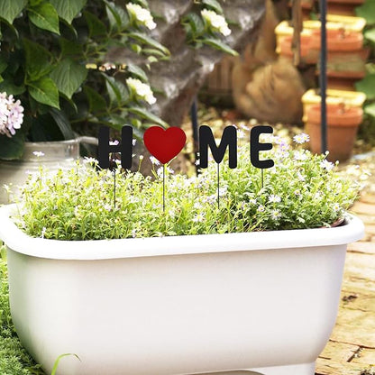 Metal Home Letter Yard Sign Welcome Garden Decor, Home Word Yard Art Stake Metal Plant Pick Letter Stick for Plant Pot Flower Bed Indoor Outdoor Patio Lawn Spring Decor (Home)