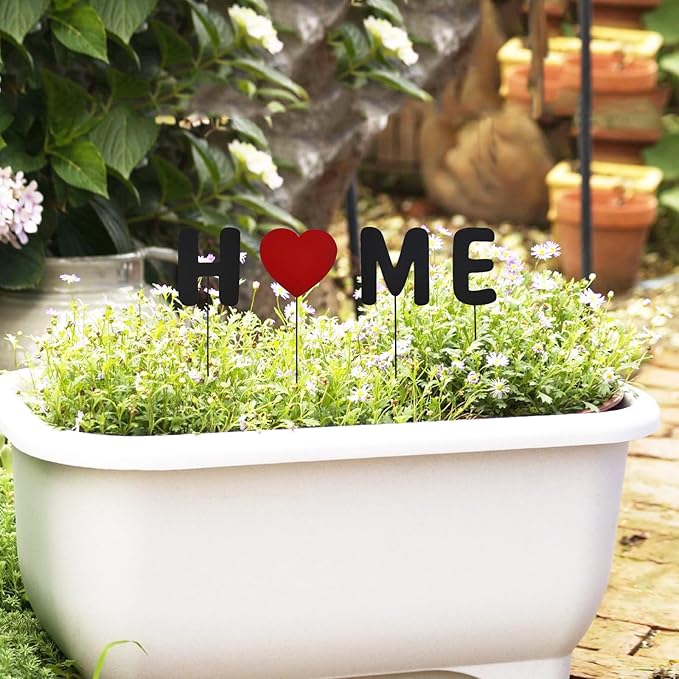 Metal Welcome Letter Yard Sign Garden Decor, Welcome Home Letter Word Yard Art Stake Metal Plant Pick Letter Stick for Plant Pot Flower Bed Indoor Outdoor Patio Lawn Spring Decor (Welcome home)