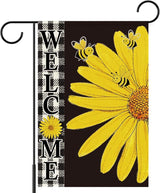 Welcome Garden Flag for Outside,Yellow Daisy Spring Garden Flag Yard Lawn Porch Flags for Outdoor Spring Decorations 12x18 Inch Double Sided